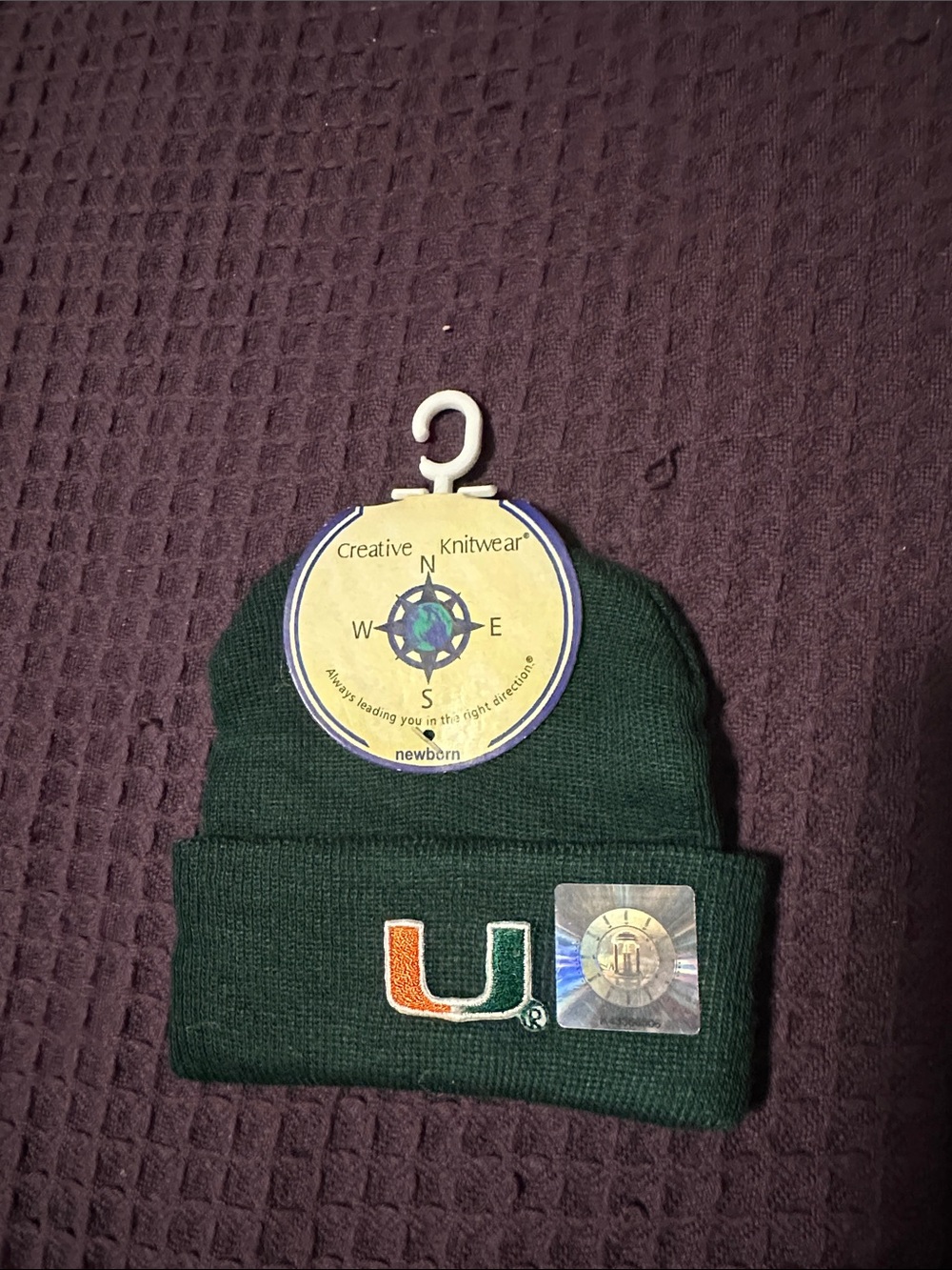 Miami hurricanes Dark Green Embroidered newborn Beanie